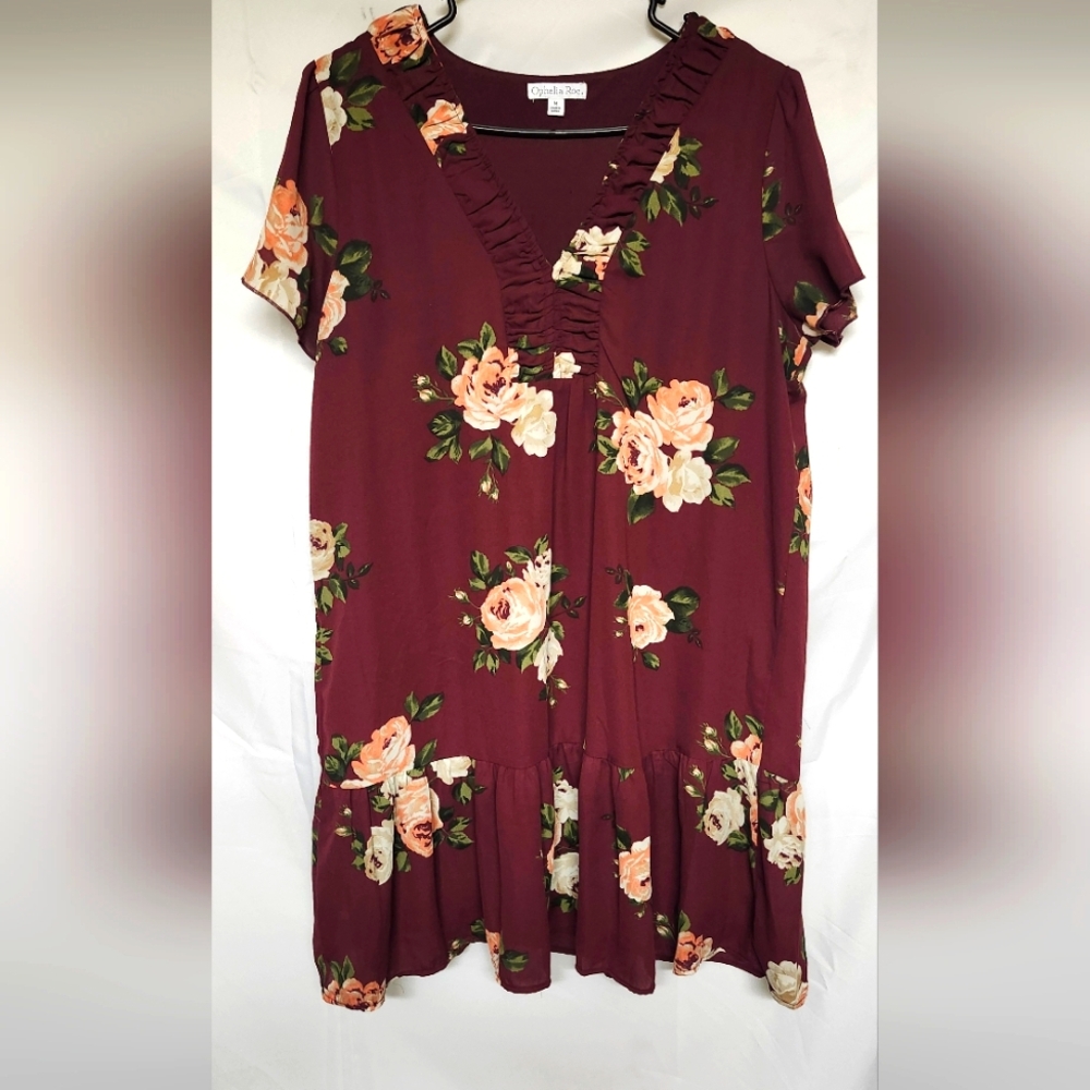 Floral Burgundy Women's Dress